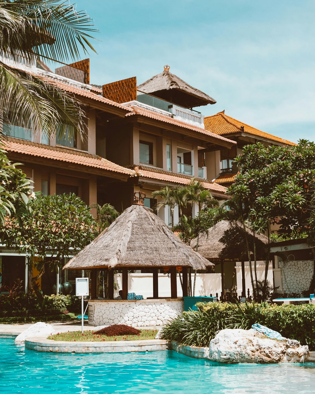 Tropical resort architecture and pool
